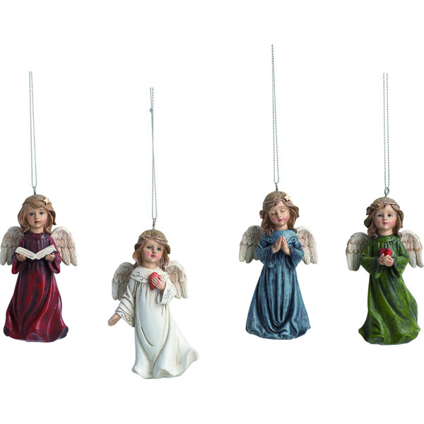 The Holiday Aisle® 4 Piece Angel Hanging Figurine Ornament Set